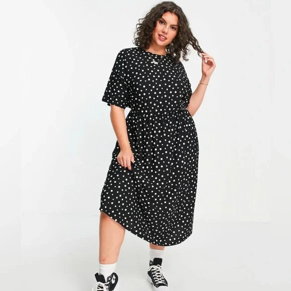 ASOS Wednesday's Girl Curve Relaxed Midi Smock Dress - Picture 2 of 4